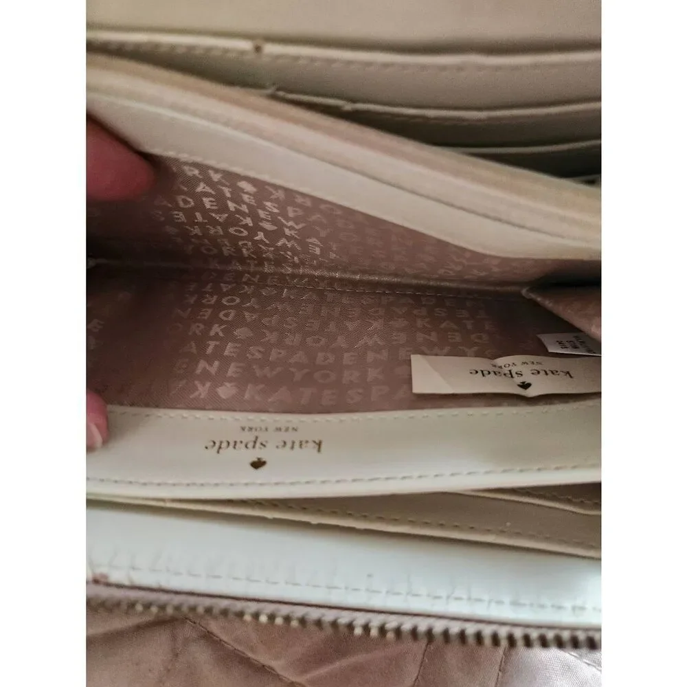 Kate Spade Cream and Pink Wallet with Bold Stripe, canvas